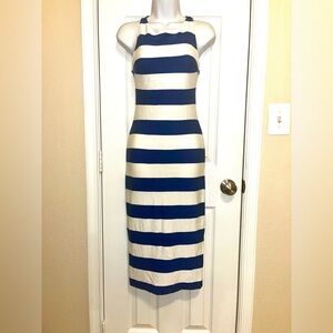 Zara Navy and White Striped Dress